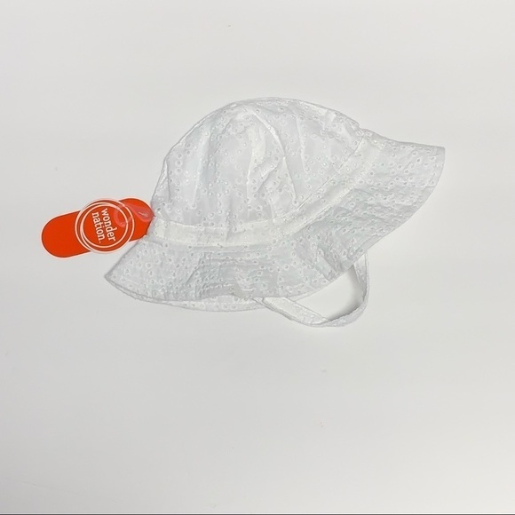 Wonder Nation |Girls Toddler One Size | White Eyelet Strap/Bow Sun Hat NEW NWT - Picture 3 of 10